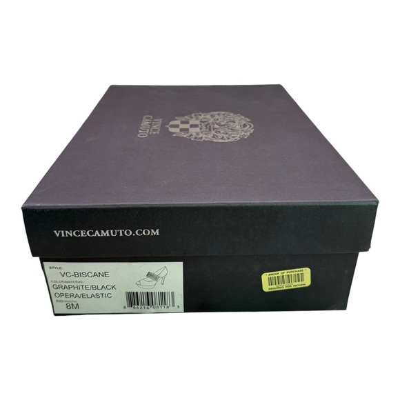 Vince Camuto Biscane Graphite Gray Embellished Platform Peep Toe Heels Size 8M - Picture 7 of 7